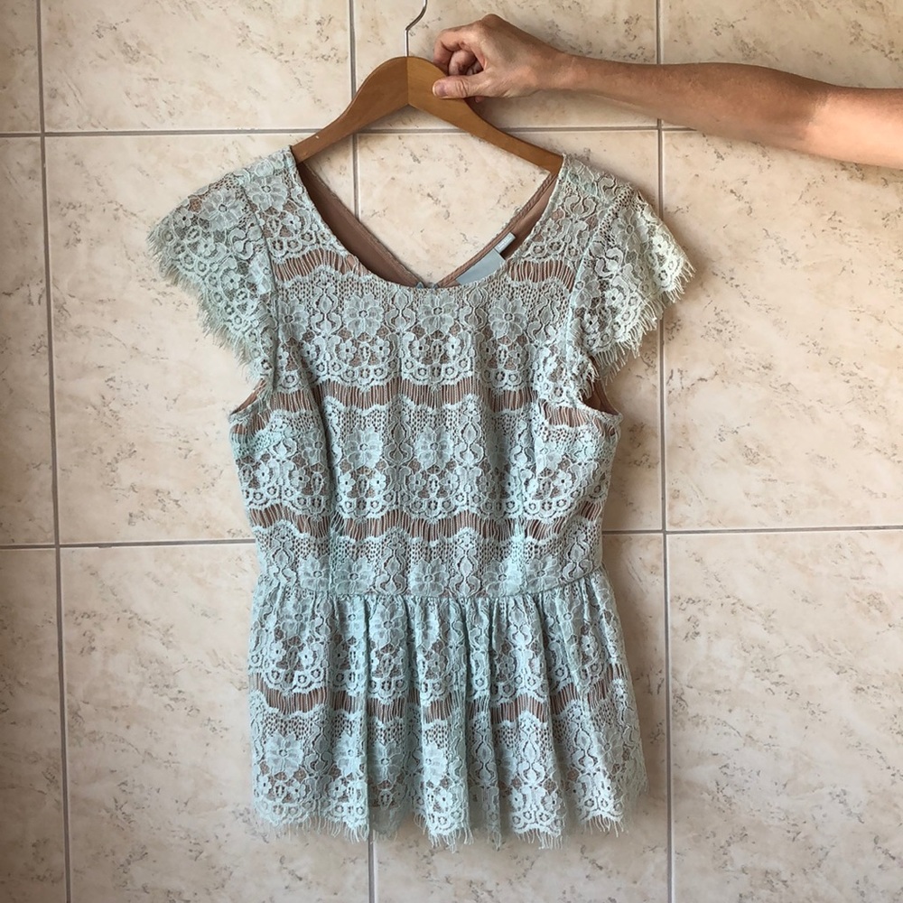 Sea green lace blouse. Perfect condition!